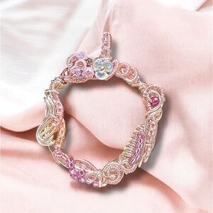 Swirls for girls Pink and silver Wire-Wrapped medallion pendant